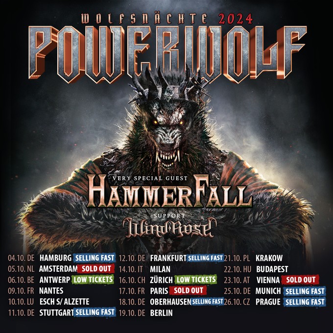 POWERWOLF: Wolfsn&auml;chte-Tour 2024 